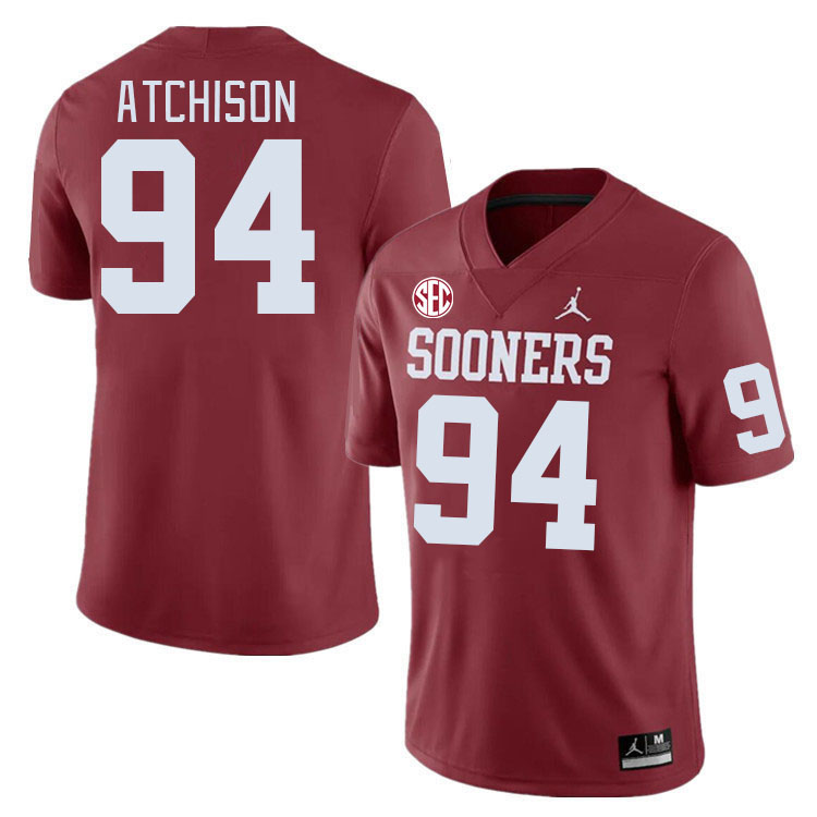 Men #94 Mari Atchison Oklahoma Sooners 2024 SEC Conference College Football Jerseys-Crimson